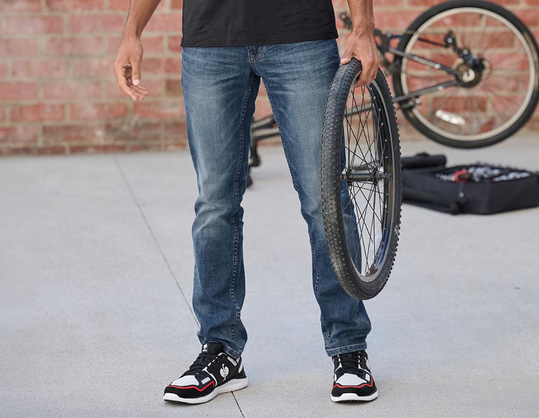 Pantalons de travail: e.s. Jeans stretch à 5 poches, straight + mediumwashed