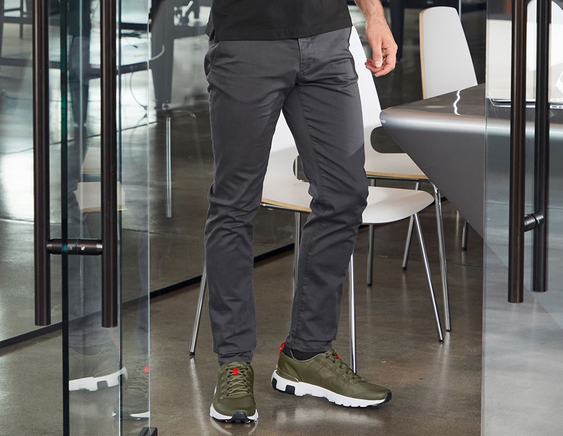 Pantalons de travail: e.s. Pantalon de travail à 5 poches Chino + anthracite