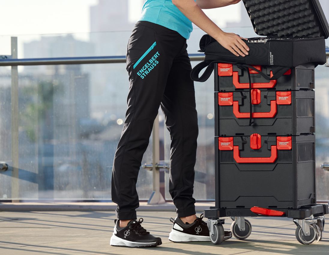 Pantalons de travail: Pantalon de fonction e.s.trail, femmes + noir/lapis turquoise