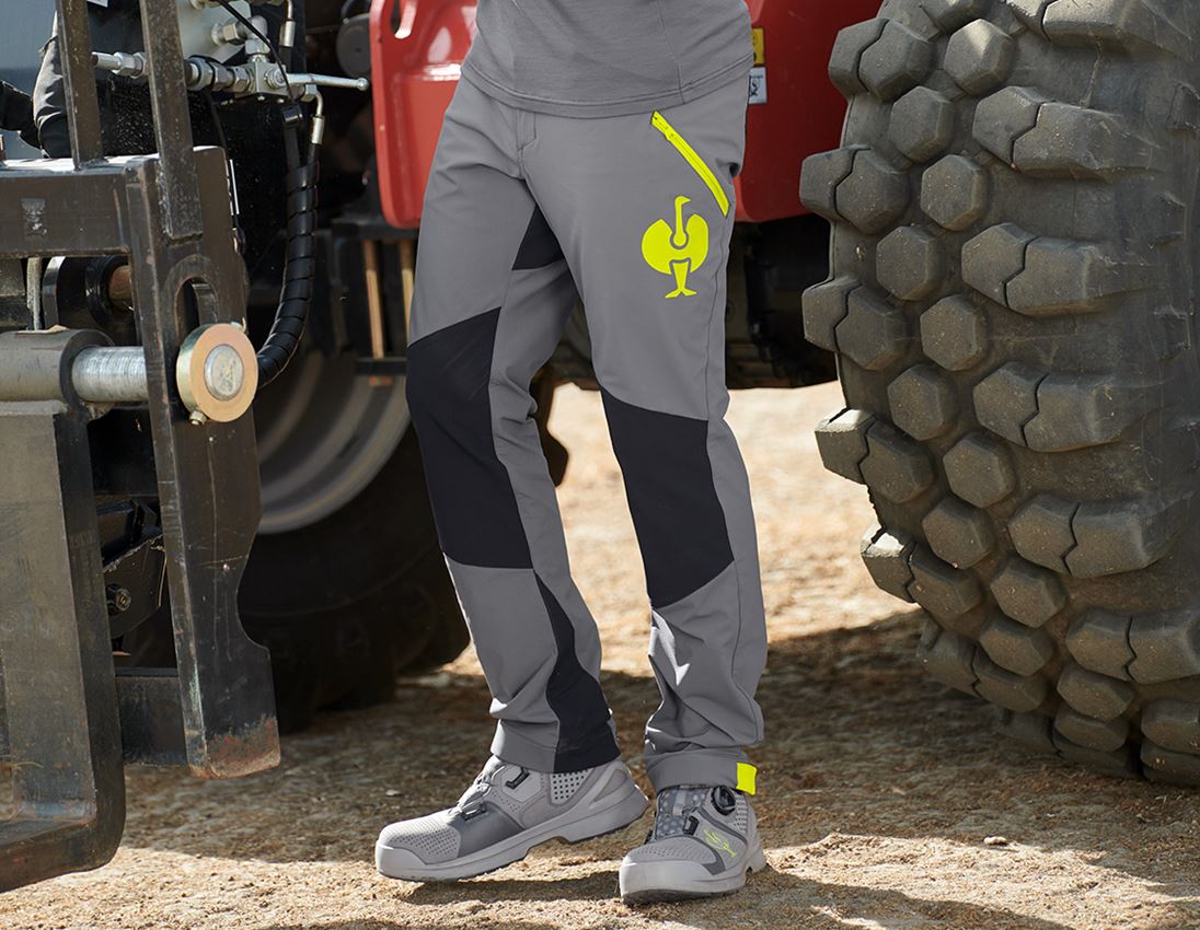 Work Trousers: Functional trousers e.s.trail + basaltgrey/acid yellow