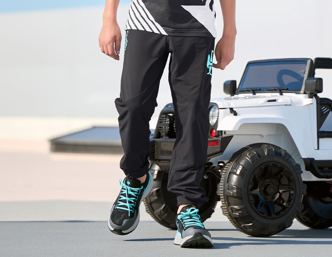 Trousers: Functional trousers e.s.trail, children's + black/lapisturquoise