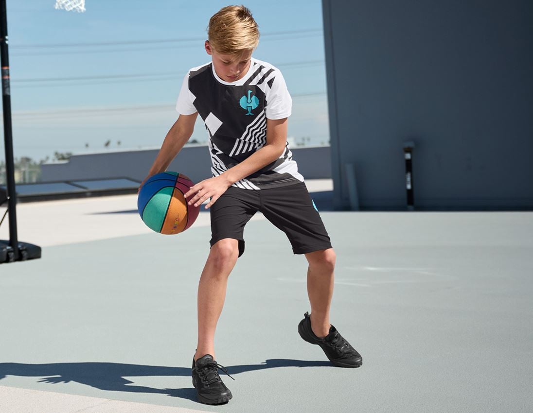 Shorts: Functional short e.s.trail, children's + black/lapisturquoise