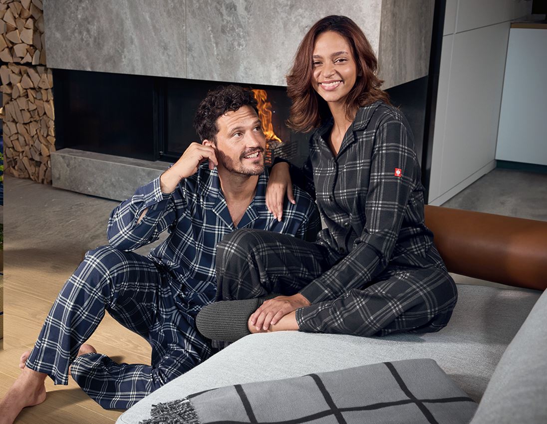 Work Trousers: e.s. Checkered Pyjama Bottoms, ladies' + black/basaltgrey 2