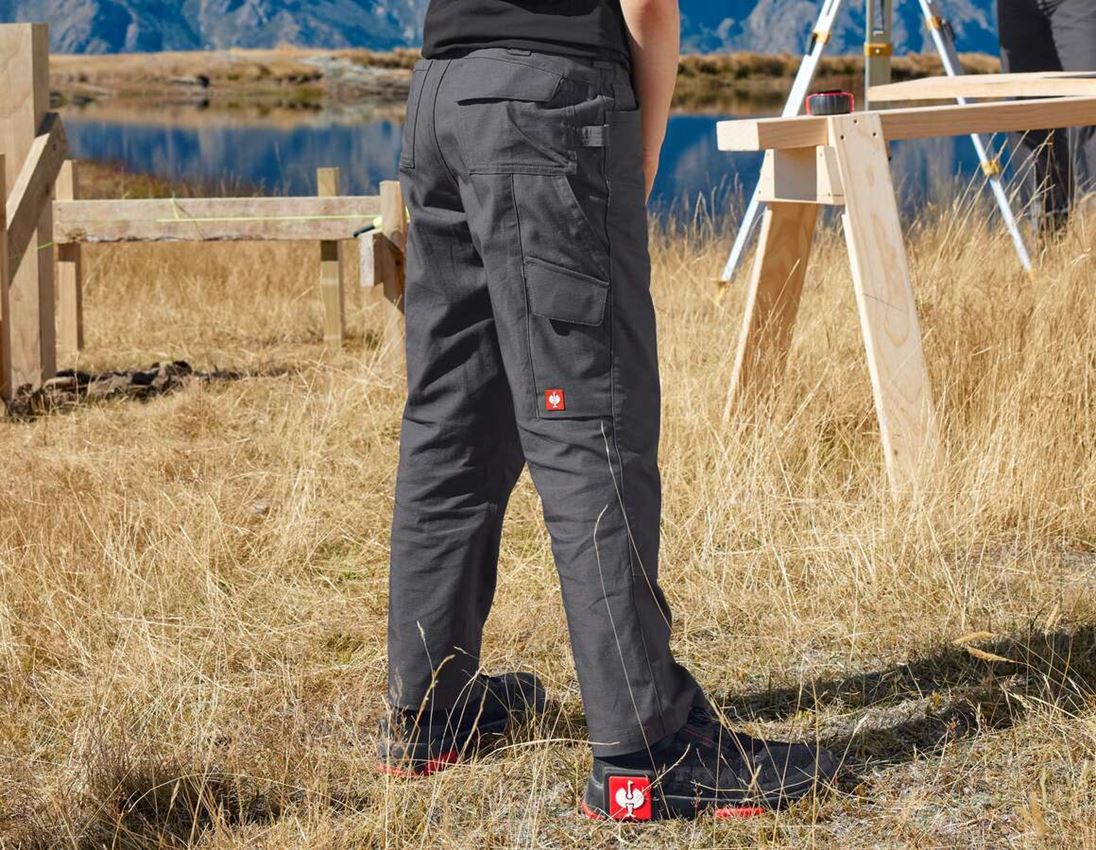 Trousers: Double Front trousers e.s.e:pic ripstop,children's + carbongrey 1