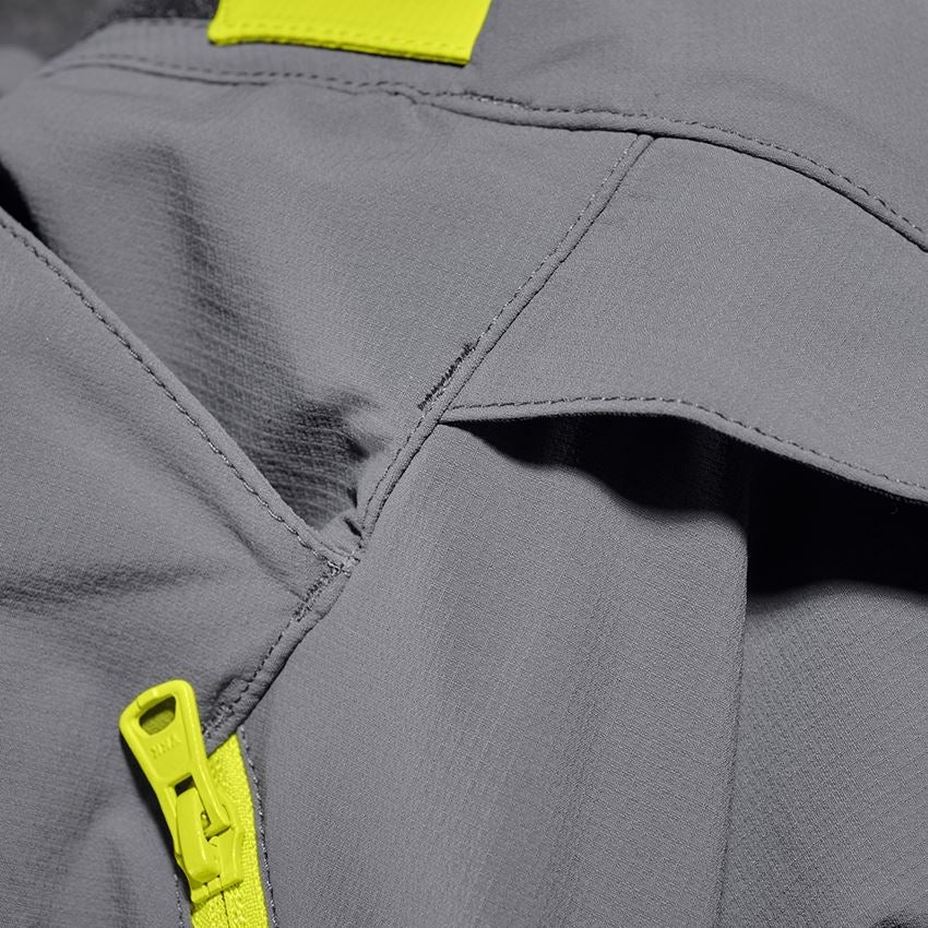 Work Trousers: Functional shorts e.s.trail, ladies' + basaltgrey/acid yellow 2