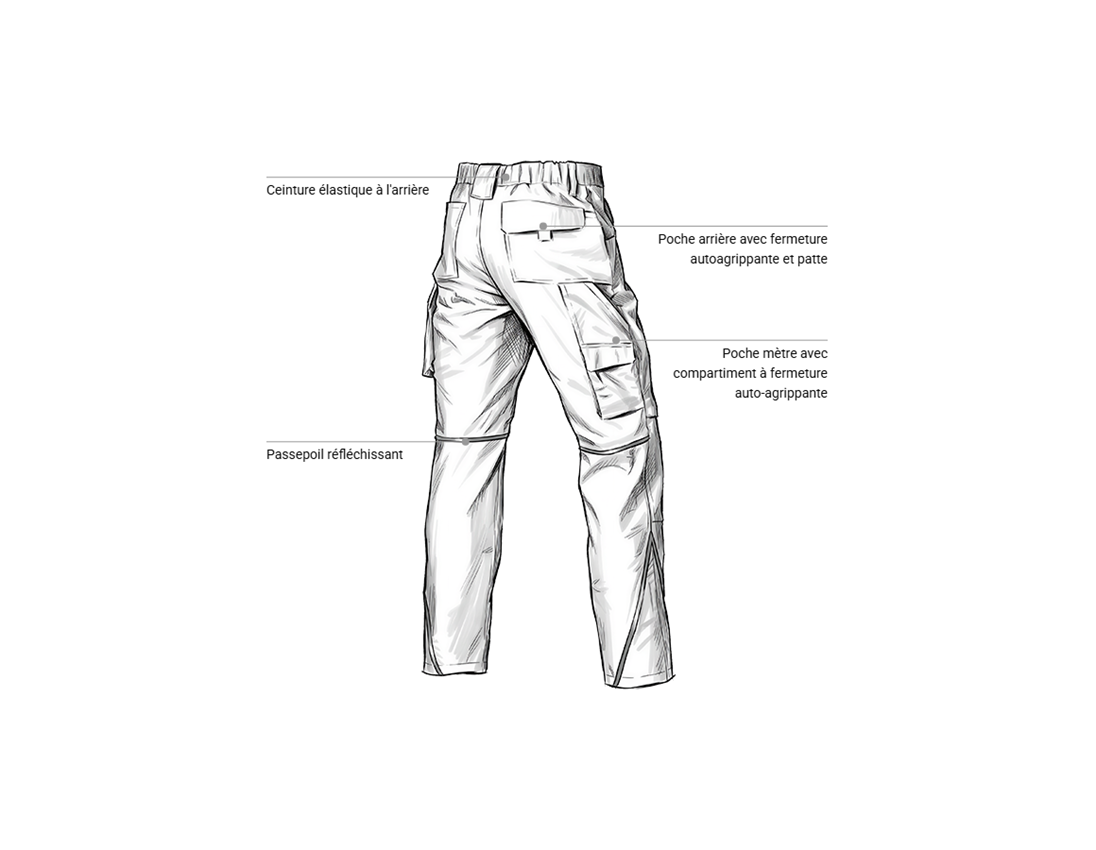 Pantalons de travail: Pantalon à taille élastique e.s.line.core + blanc/platine 2