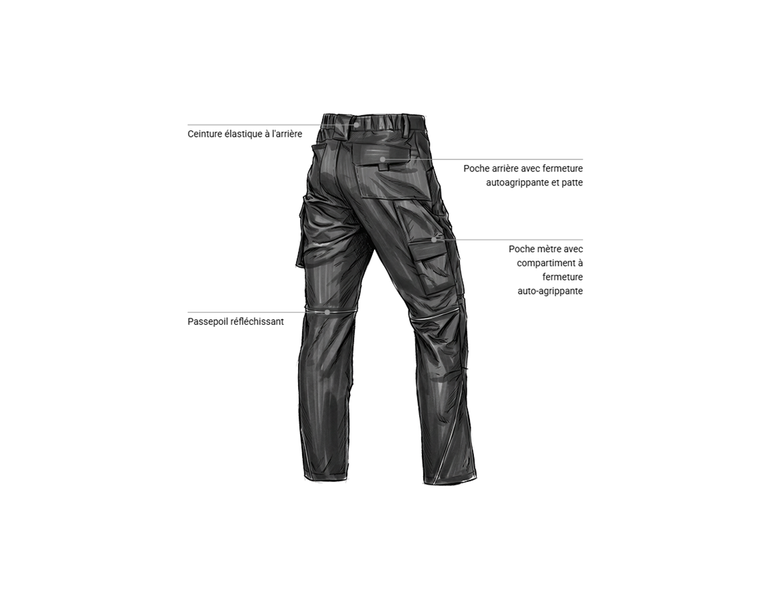Pantalons de travail: Pantalon à taille élastique e.s.line.core + noir/platine 2