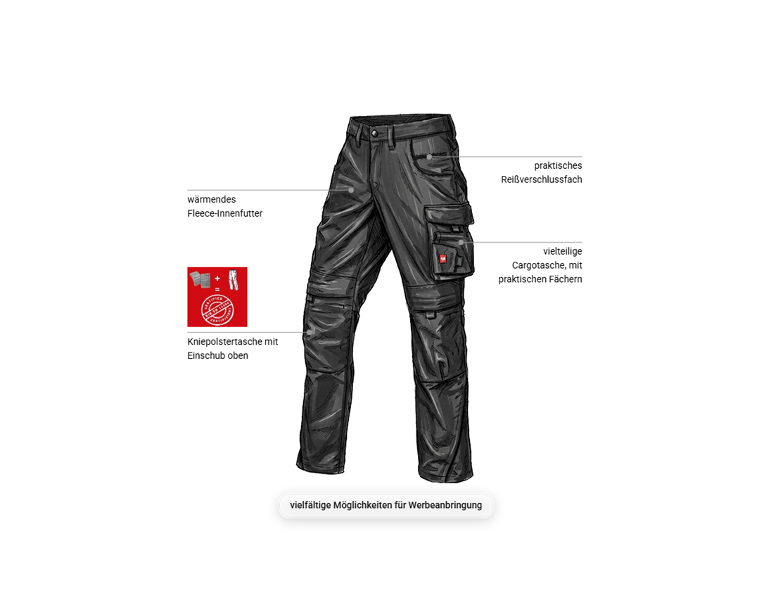 Bekleidung: Winter Bundhose e.s.line.core + schwarz 1