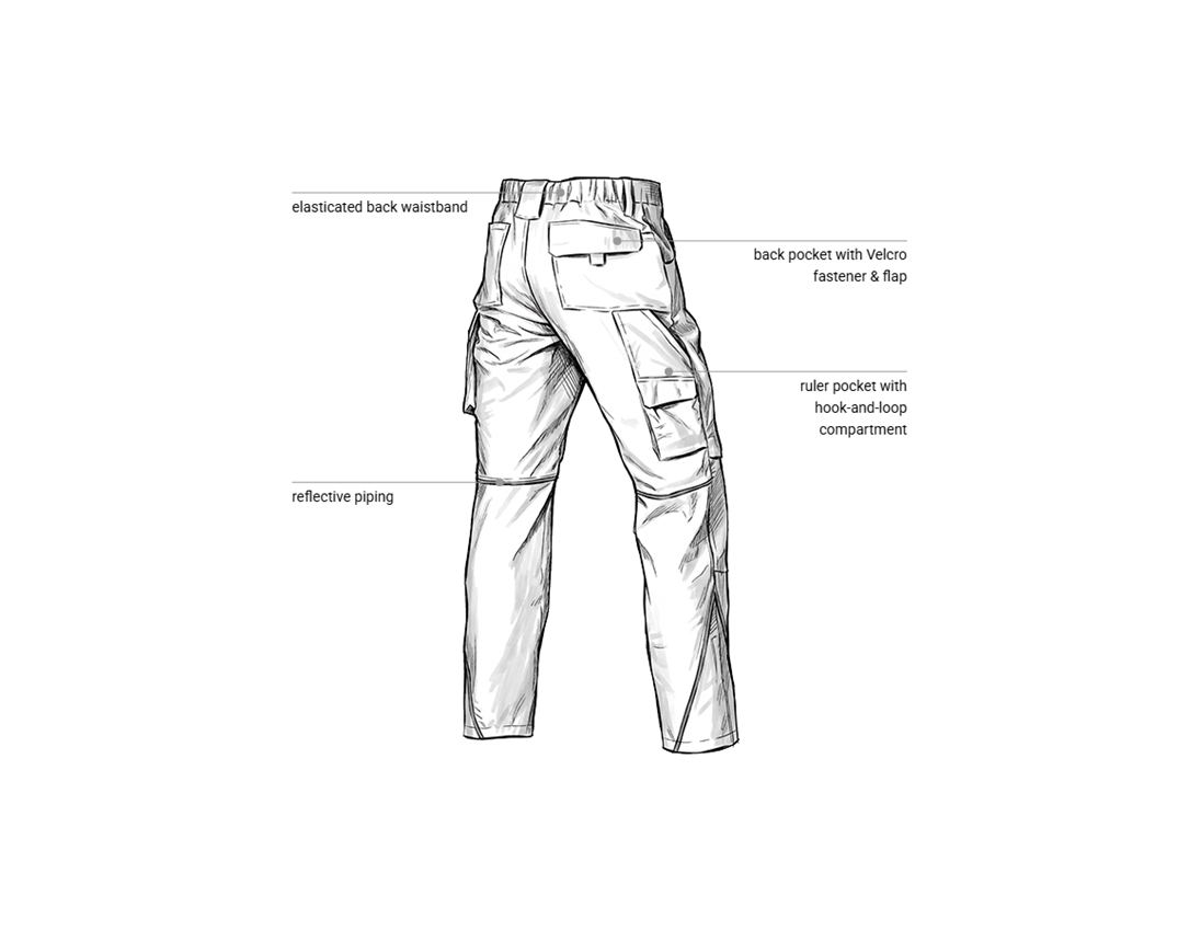 Work Trousers: Winter trousers e.s.line.core + white/platinum 2