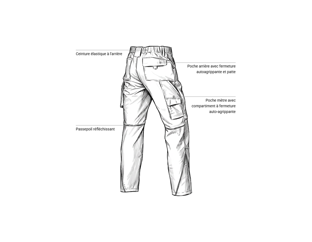 Pantalons de travail: Pantalon à taille élastique d'hiver e.s.line.core + blanc/platine 2