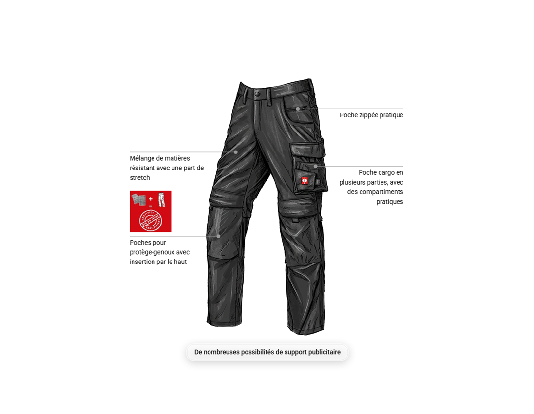 Pantalons de travail: Stretch Pantalon à taille e.s.line.core + noir 1