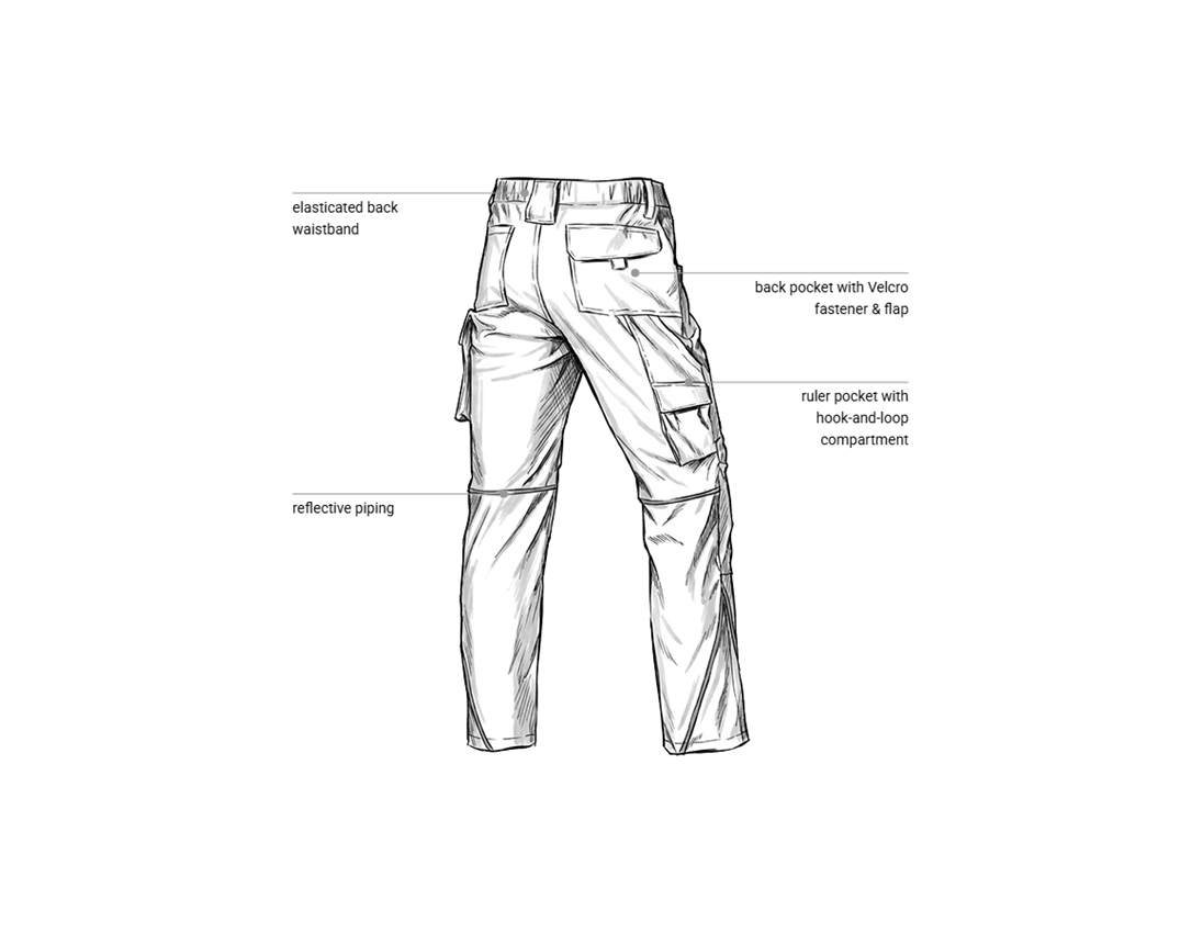 Work Trousers: Stretch trousers e.s.line.core + white/platinum 2
