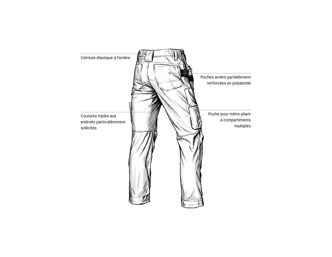 Pantalons de travail: Pantalon à taille élastique holster e.s.line.core + blanc/platine 2