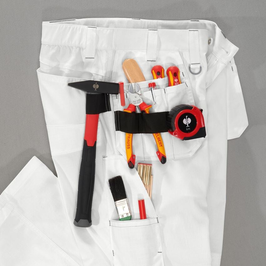 Work Trousers: Stretch Holster trousers e.s.line.core + white/platinum 2