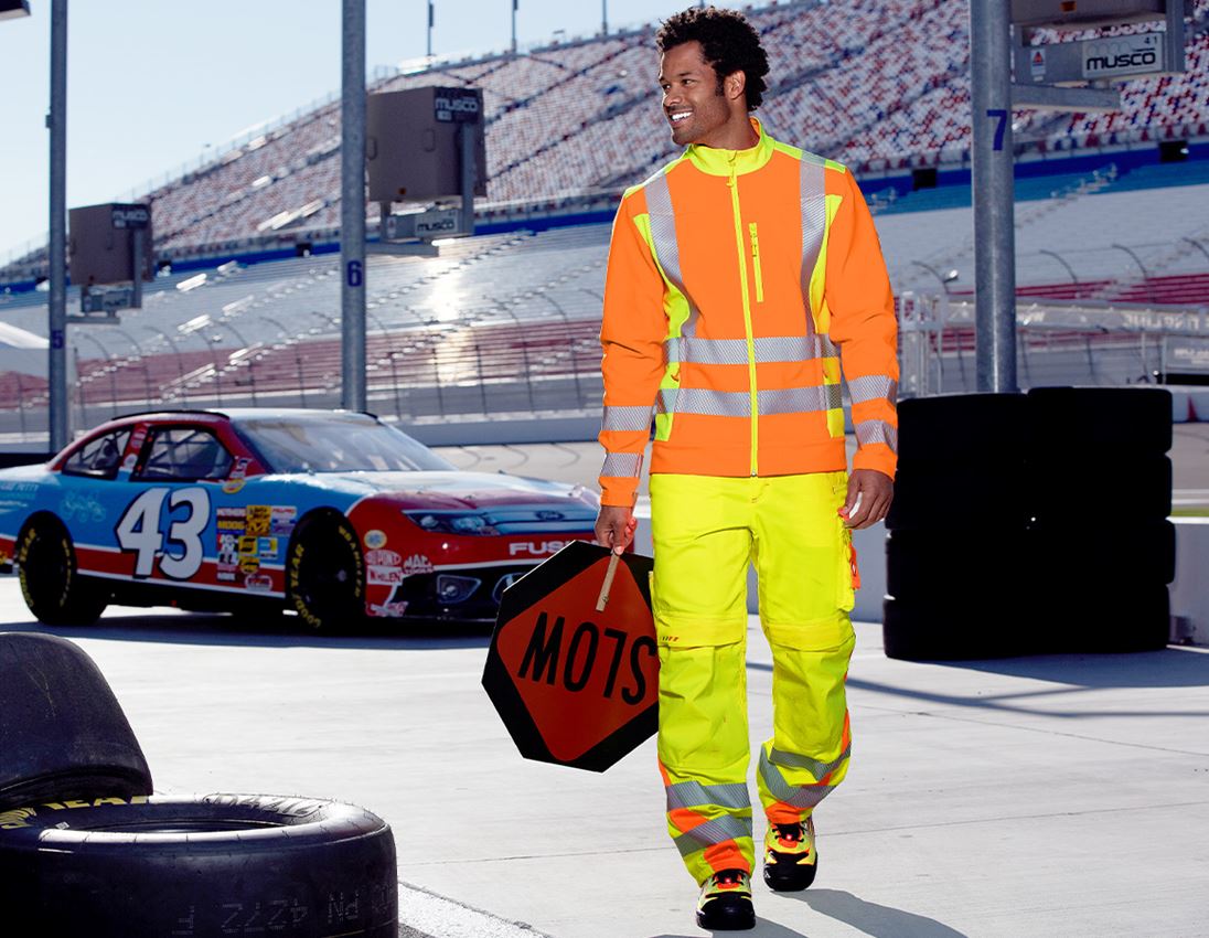 Work Jackets: High-vis softshell jacket softl. e.s.motion 2020 + high-vis orange/high-vis yellow 1