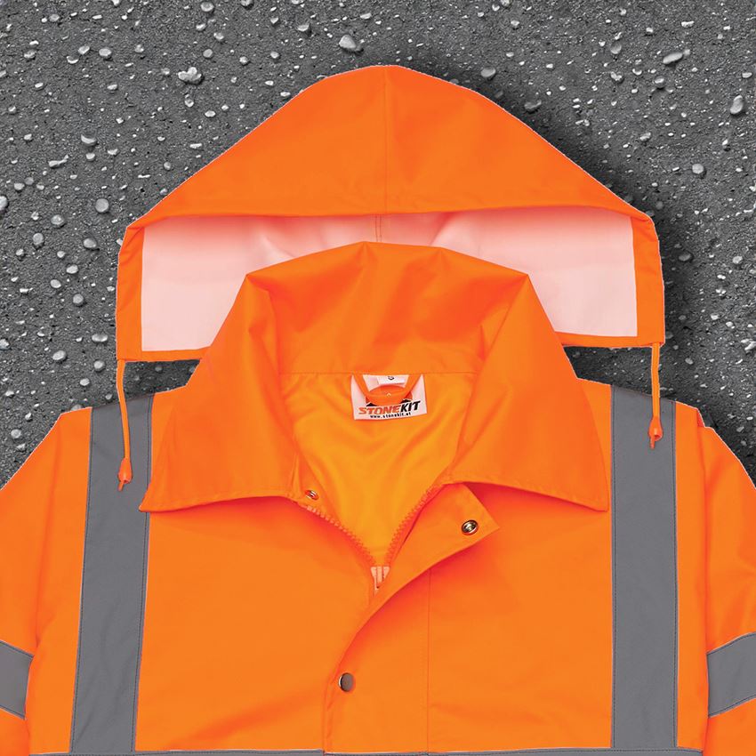 Work Jackets: STONEKIT High-vis rain jacket + high-vis orange 2