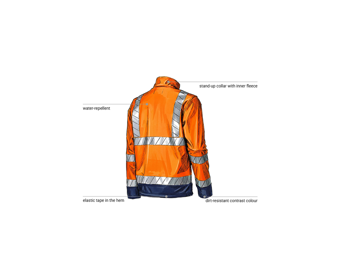 Work Jackets: High-vis softshell jacket e.s.line.core + high-vis orange/navy 2