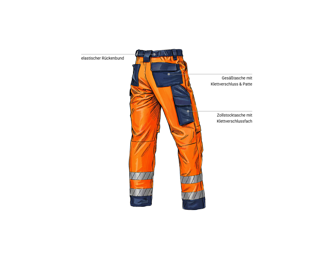 Bekleidung: Warnschutz Bundhose e.s.line.core + warnorange/dunkelblau 2