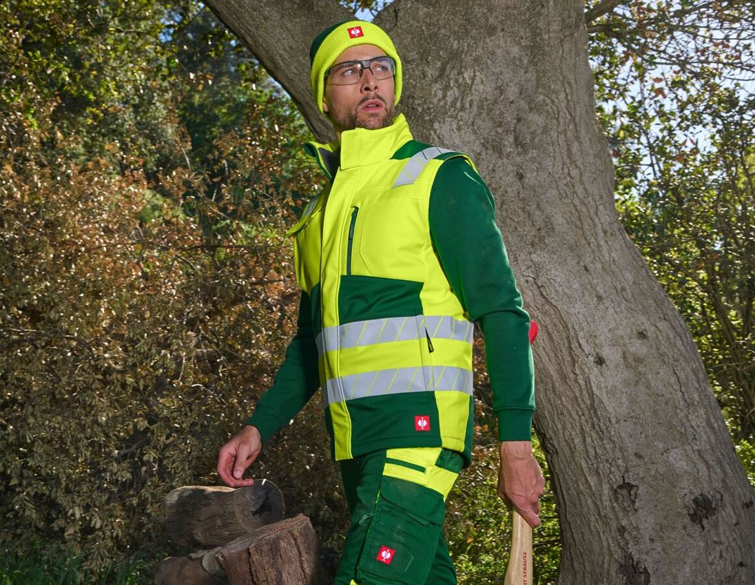 Gilets de travail: Gilet Softshell d'hiver visibilité e.s.motion 24/7 + vert/jaune fluo 3