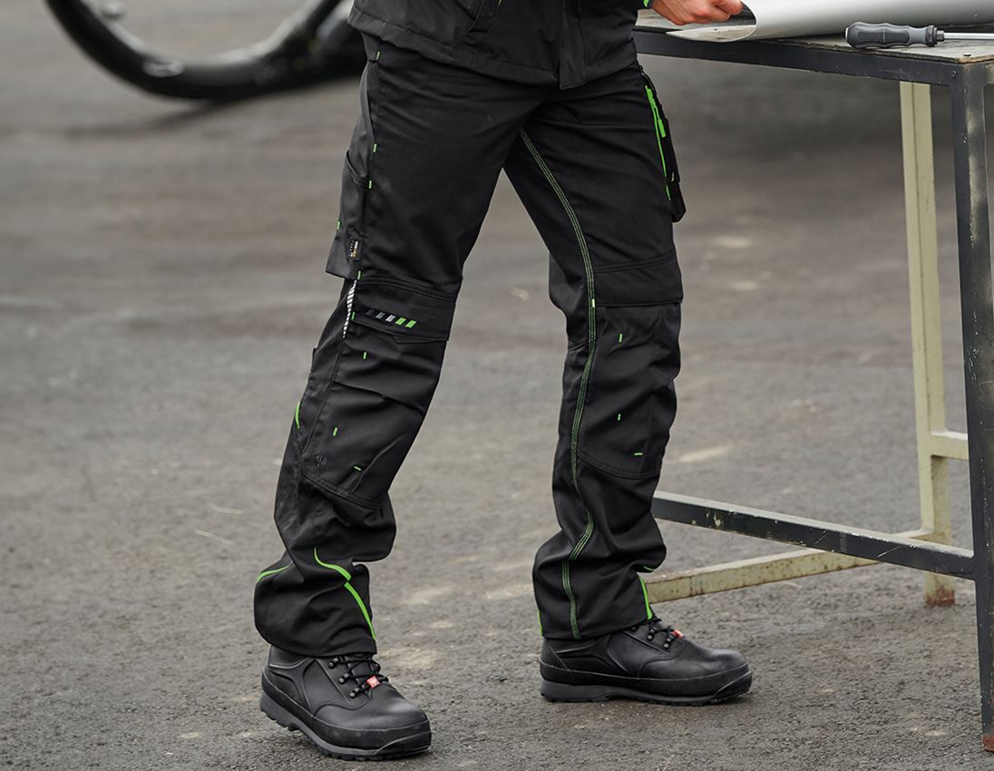 Work Trousers: Trousers e.s.motion 2020 + black/seagreen 6