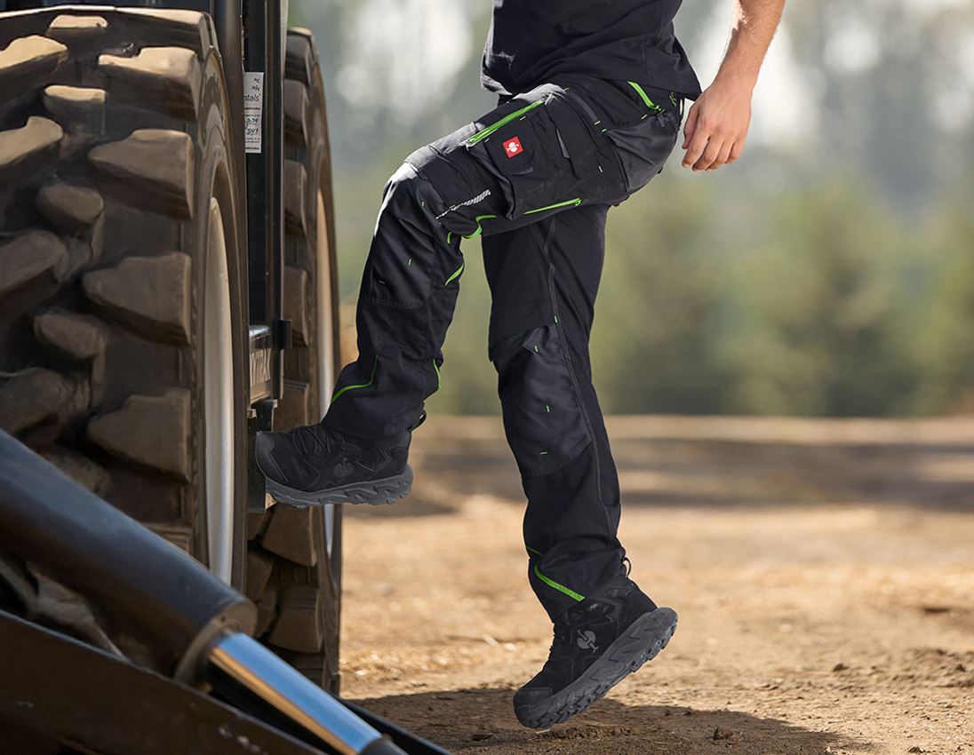 Work Trousers: Trousers e.s.motion 2020 + black/seagreen 1