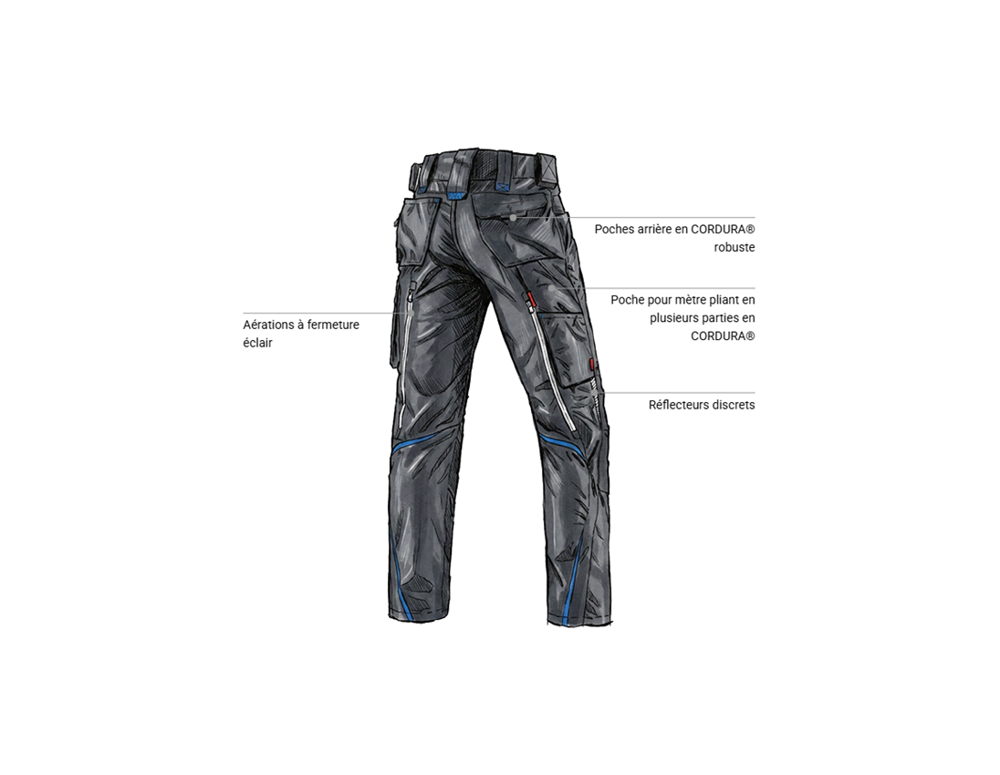 Vêtements: Pantalon à taille élastique e.s.motion 2020 + graphite/bleu gentiane 2