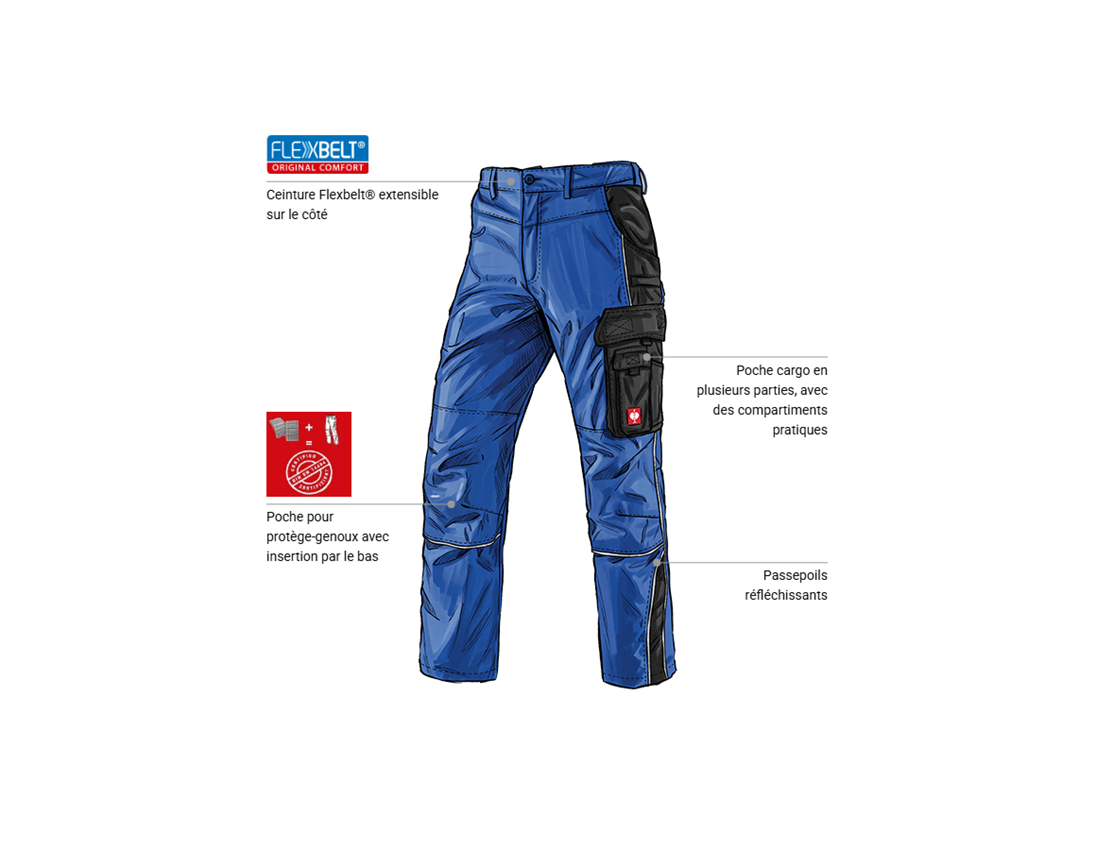 Mécatronicien automobile: Pantalon à taille élastique e.s.active + bleu royal/noir 1