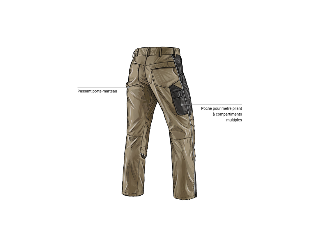 Mécatronicien automobile: Pantalon à taille élastique e.s.active + kaki/noir 2