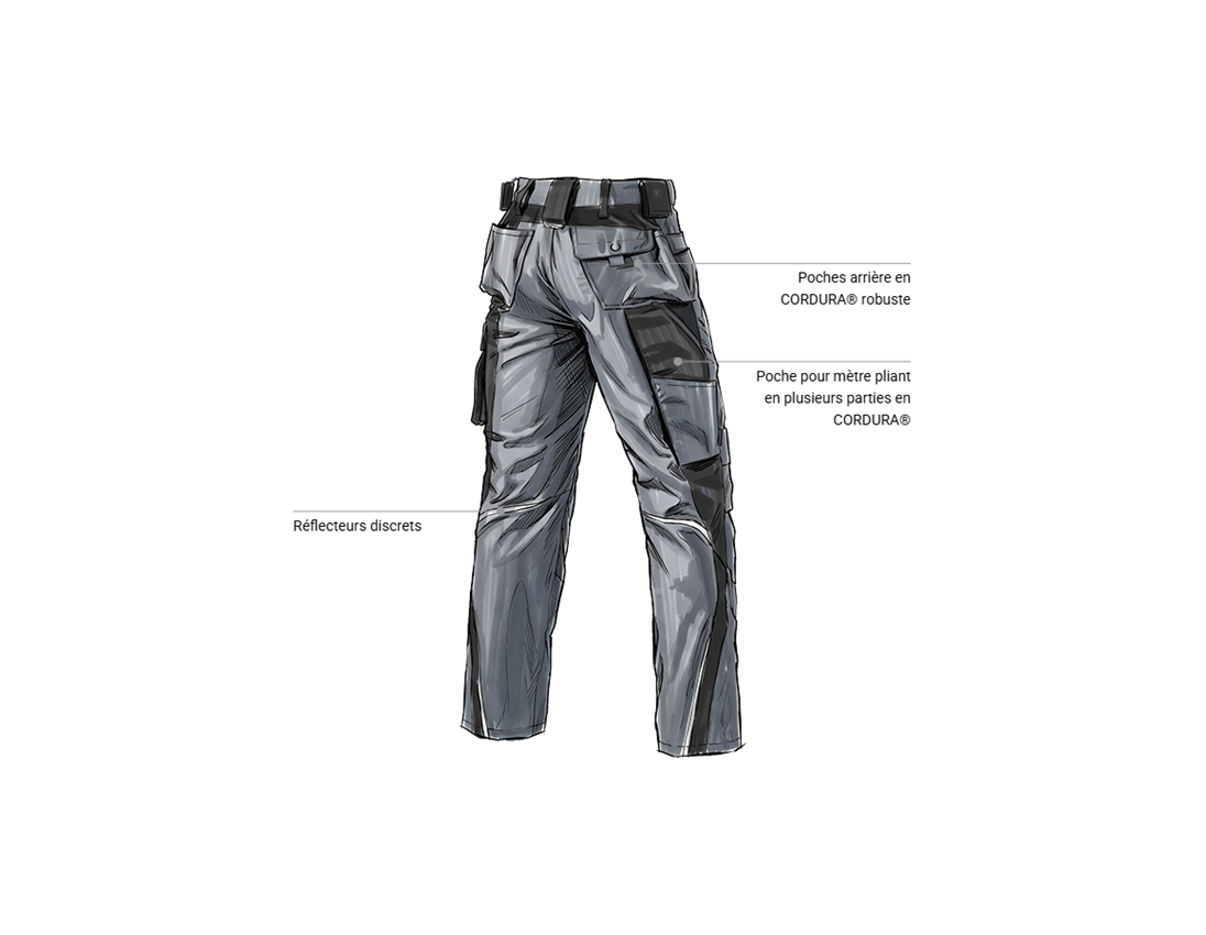 Pantalons de travail: Pantalon à taille élastique e.s.motion + gris/noir 2
