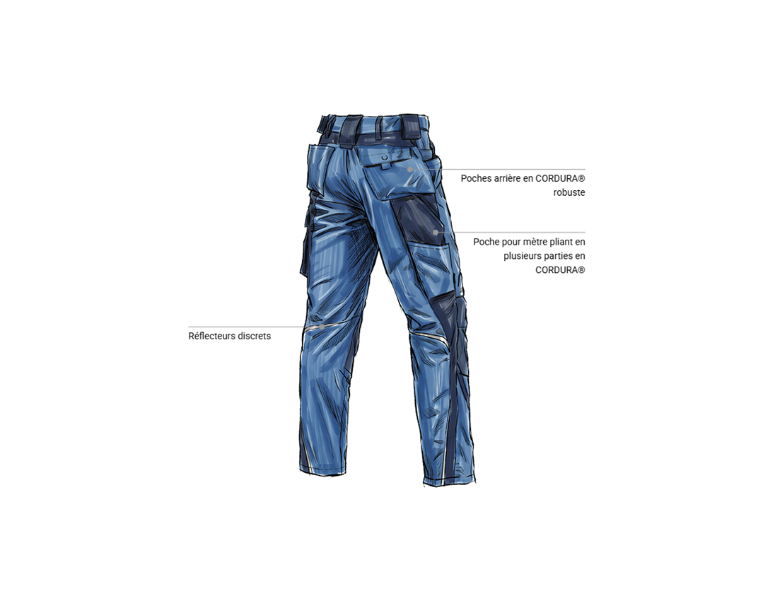 Pantalons de travail: Pantalon à taille élastique e.s.motion + cobalt/pacifique 2