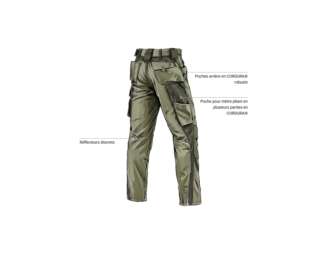 Maçon: Pantalon à taille élastique e.s.motion + roseau/mousse 2