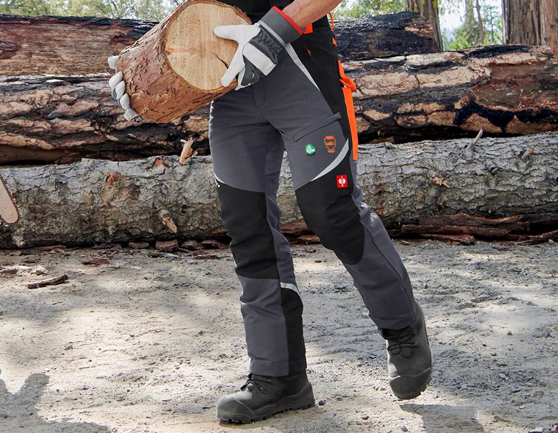 Hosen: e.s. Forst-Schnittschutz Bundhose, KWF + grau/warnorange