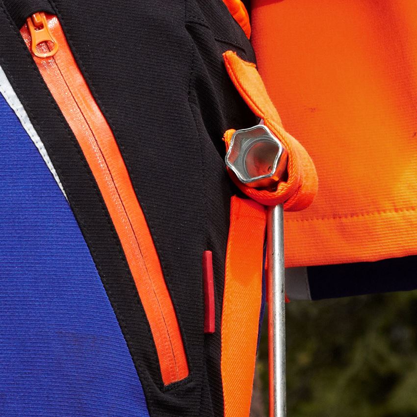 Pantalons de travail: e.s. Pantalon forestier élastique anticoupure, KWF + bleu royal/orange fluo 2