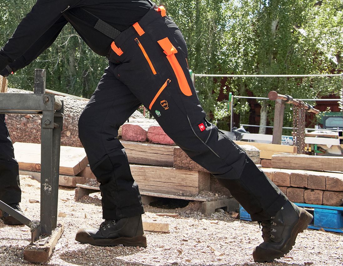 Pantalons de travail: Pantalon à taille élastique anticoupure e.s.vision + noir/orange fluo 1