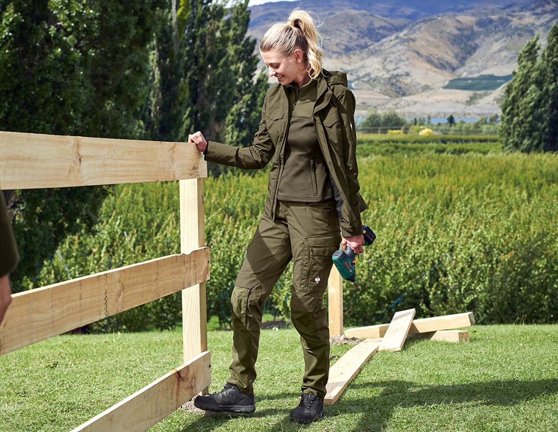 Work Trousers: Trousers e.s.concrete solid, ladies' + mudgreen 1