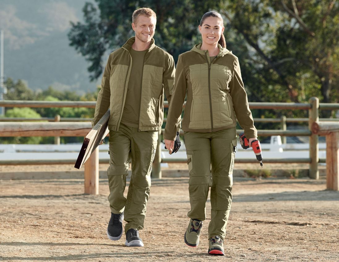 Work Trousers: Trousers e.s.concrete light, ladies' + mudgreen/stipagreen 1
