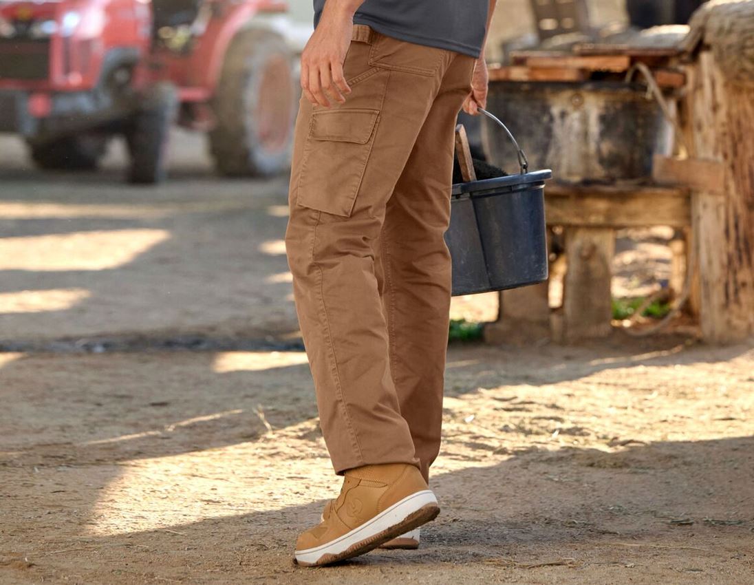 Pantalons de travail: Pantalon à taille élastique e.s.e:pic twill + brun amande 1