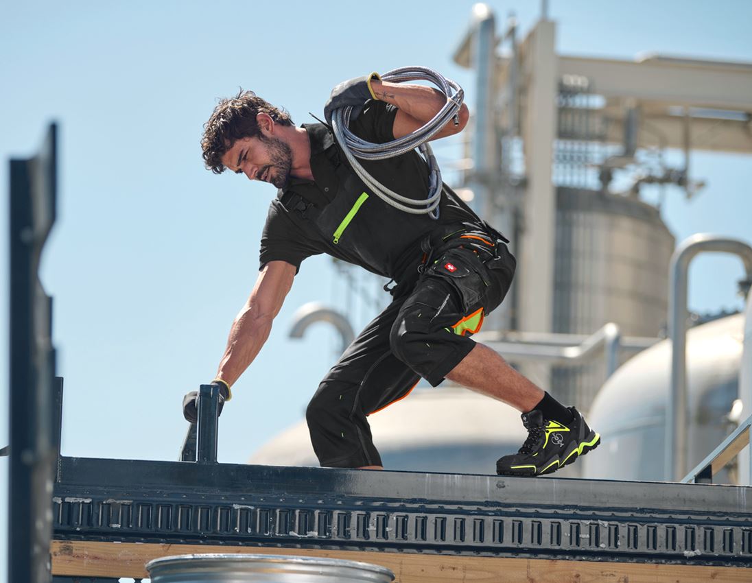 Work Trousers: 3/4 bib & brace e.s.motion 2020 + black/high-vis yellow/high-vis orange 1