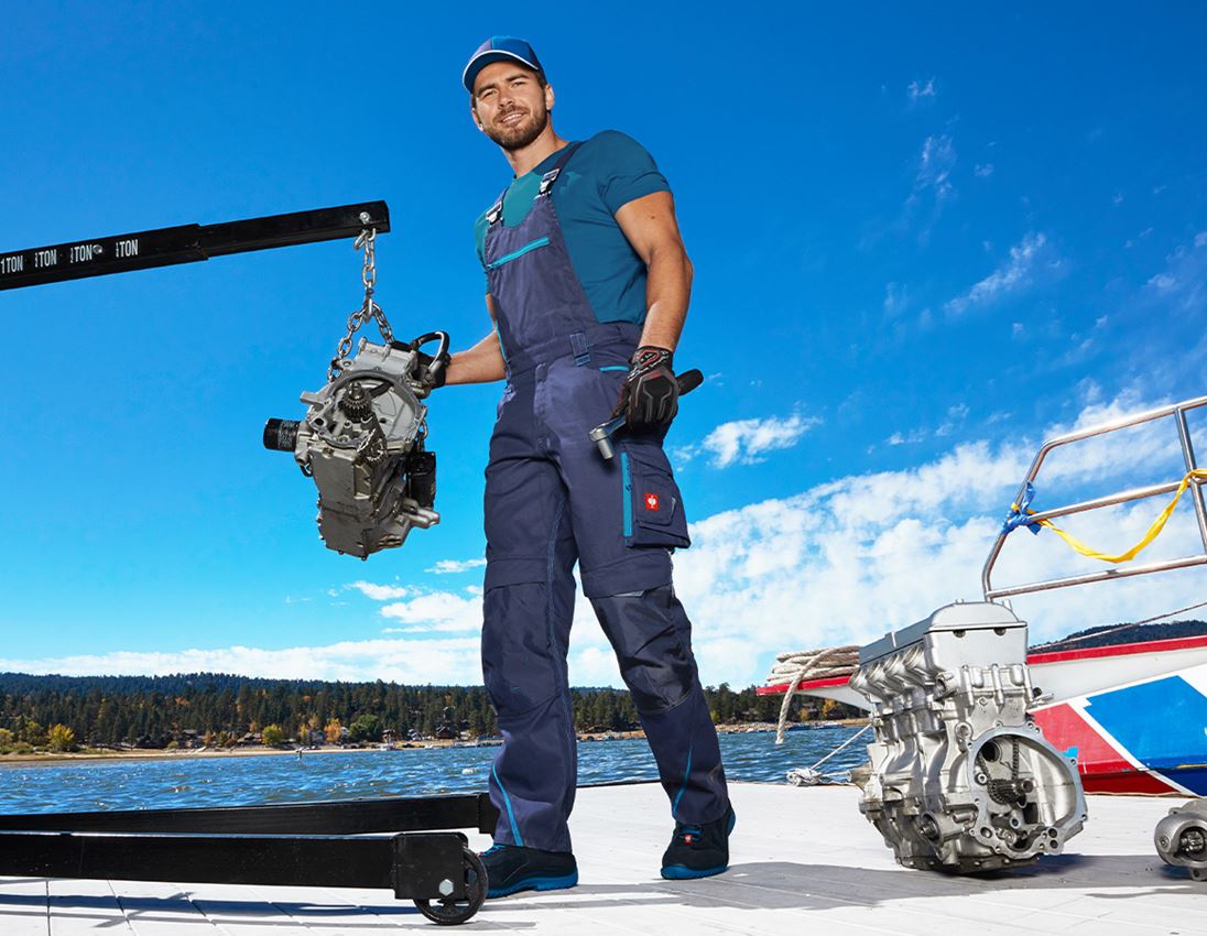 Work Trousers: Bib & brace e.s.motion 2020 + navy/atoll