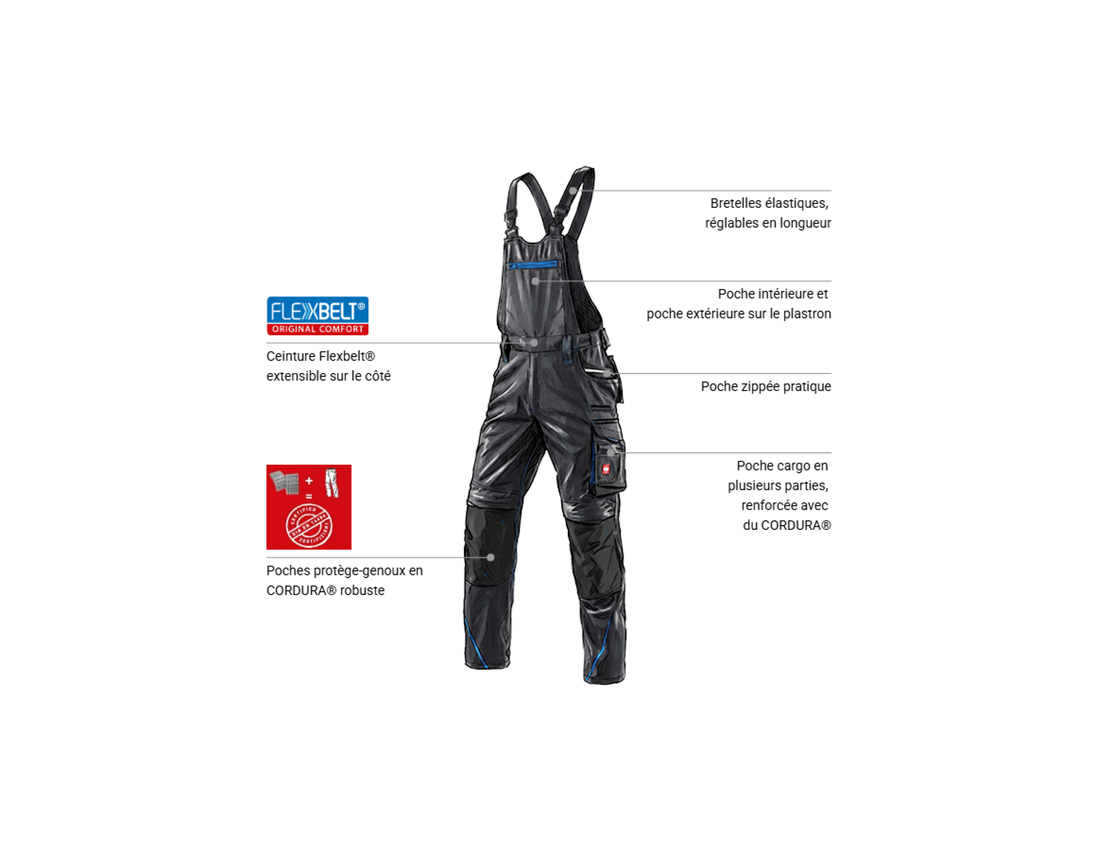Maçon: Salopette e.s.motion 2020 + graphite/bleu gentiane 1
