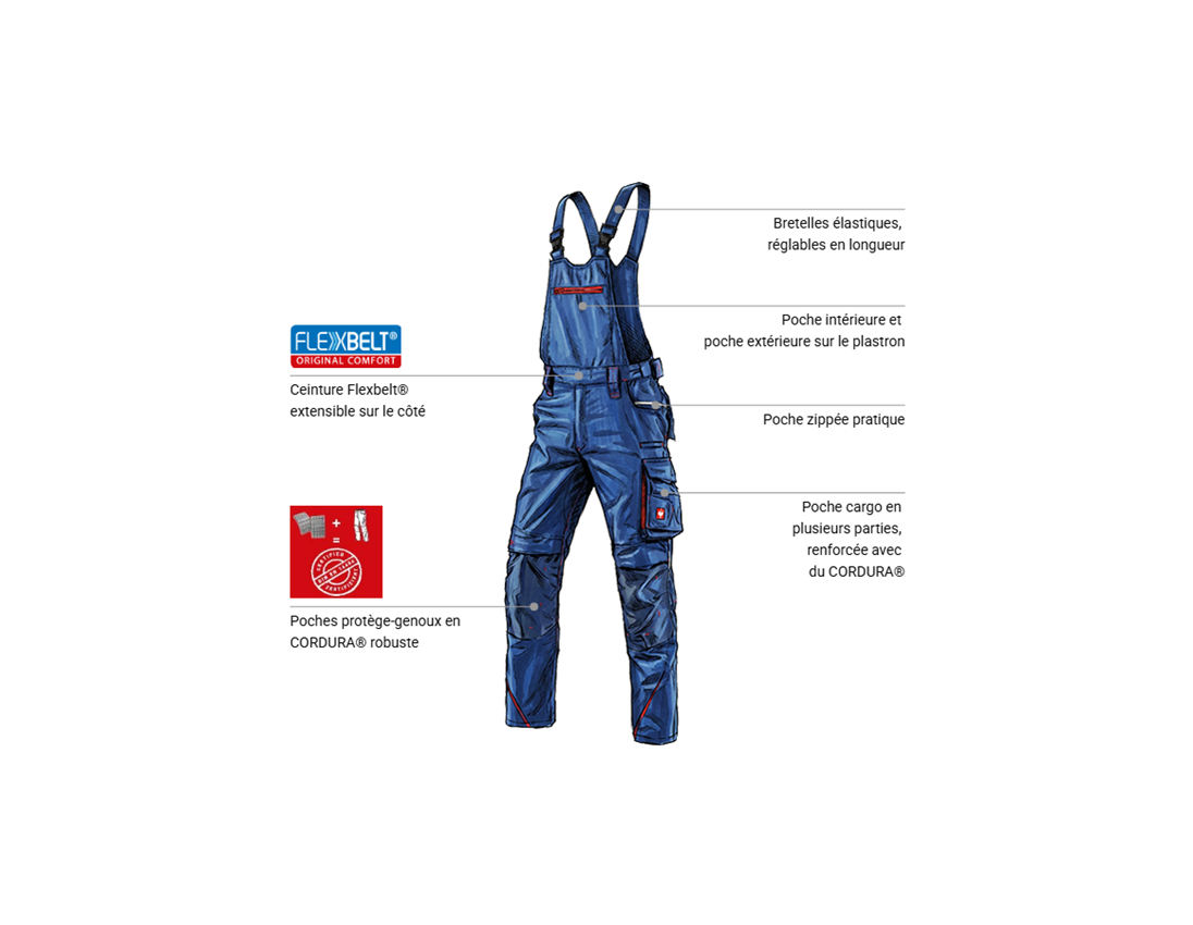 Maçon: Salopette e.s.motion 2020 + bleu royal/rouge vif 1