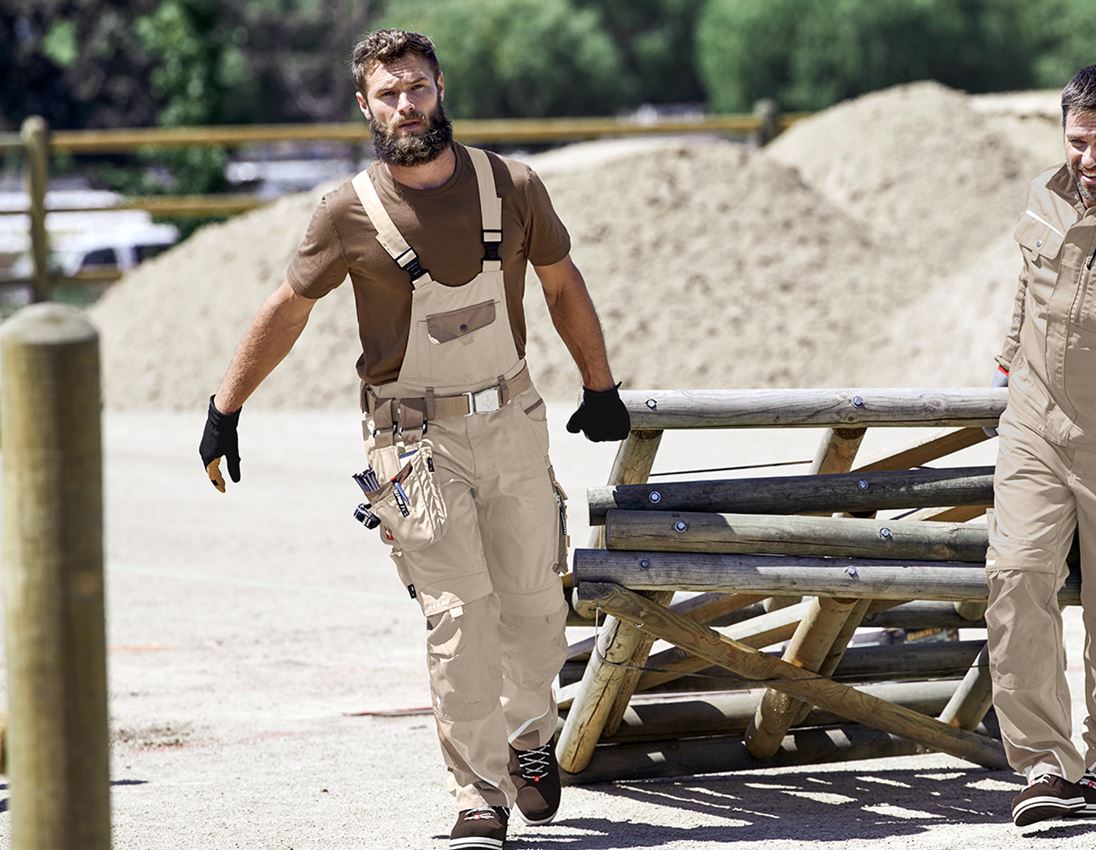 Work Trousers: Bib & brace e.s.motion + clay/peat