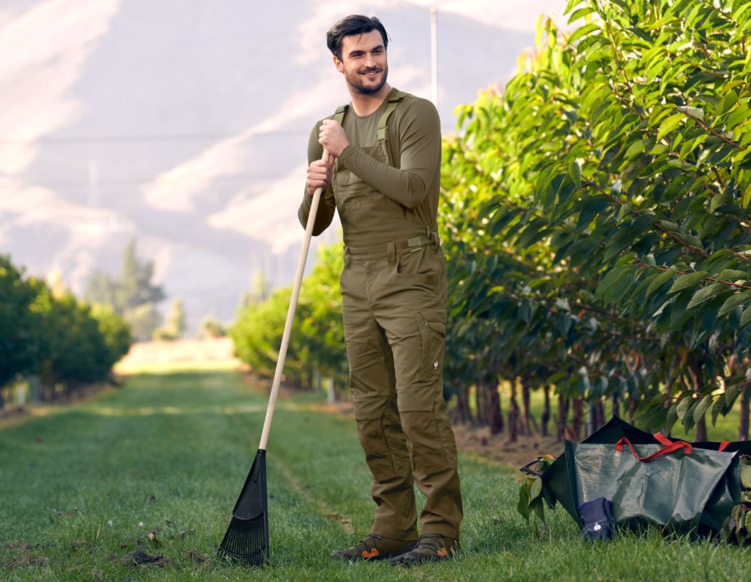 Work Trousers: Bib & Brace e.s.concrete solid + mudgreen 1