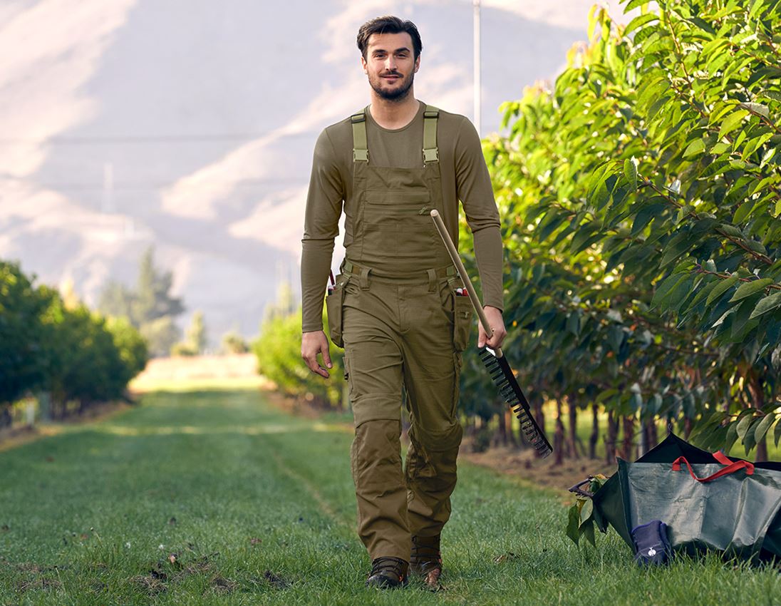 Work Trousers: Bib & Brace e.s.concrete solid + mudgreen