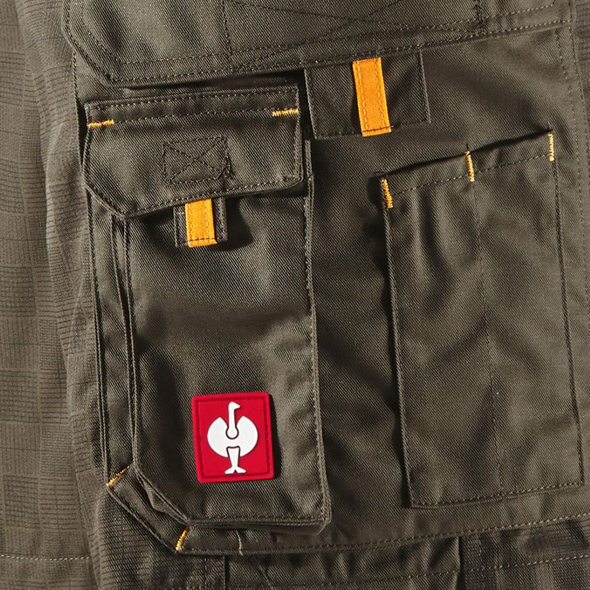 Pantalons de travail: Short e.s. carat + olive/jaune 2