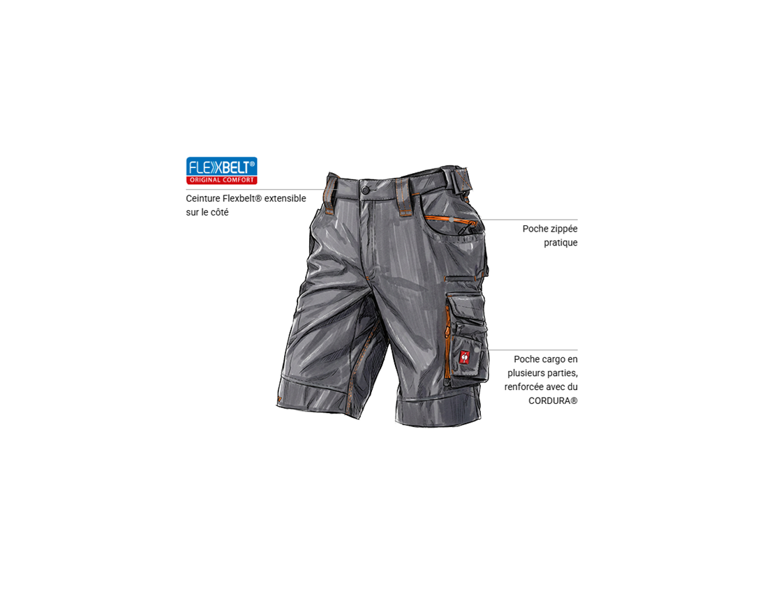 Vêtements: Short e.s.motion 2020 + anthracite/orange fluo 1