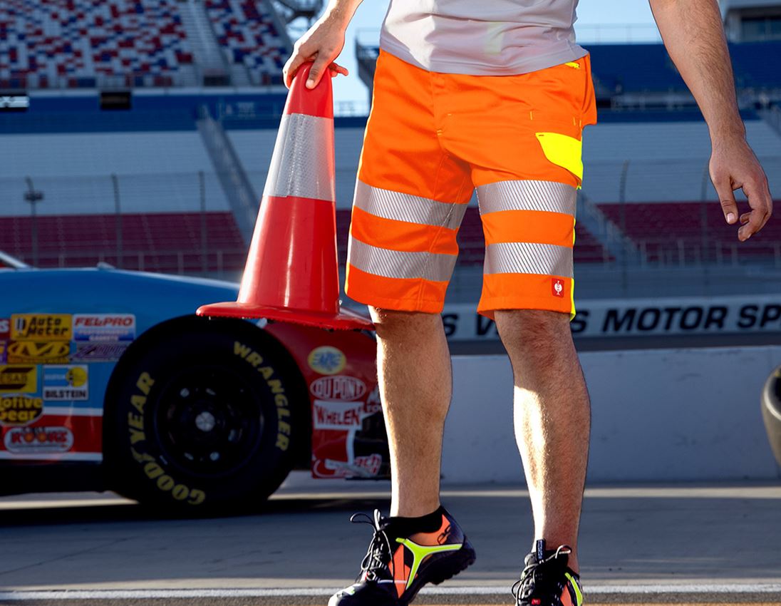 Work Trousers: High-vis shorts e.s.motion 2020 + high-vis orange/high-vis yellow
