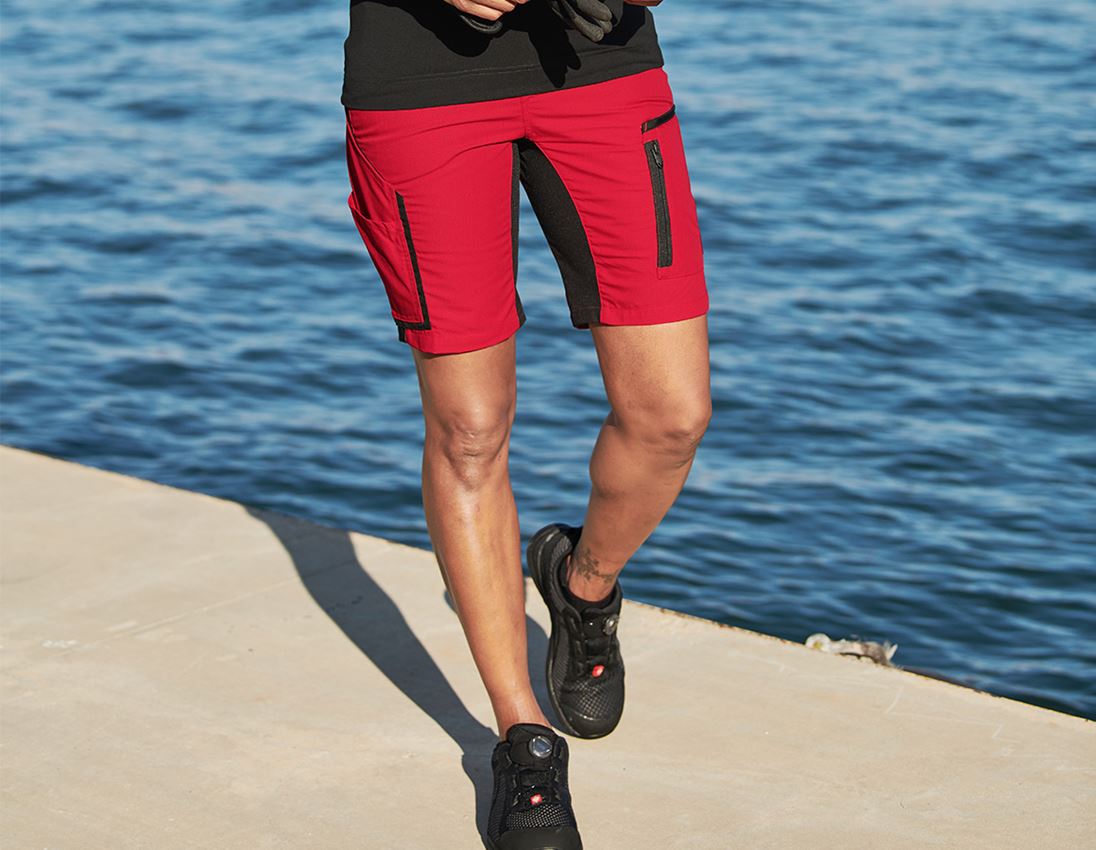 Work Trousers: Shorts e.s.vision, ladies' + red/black