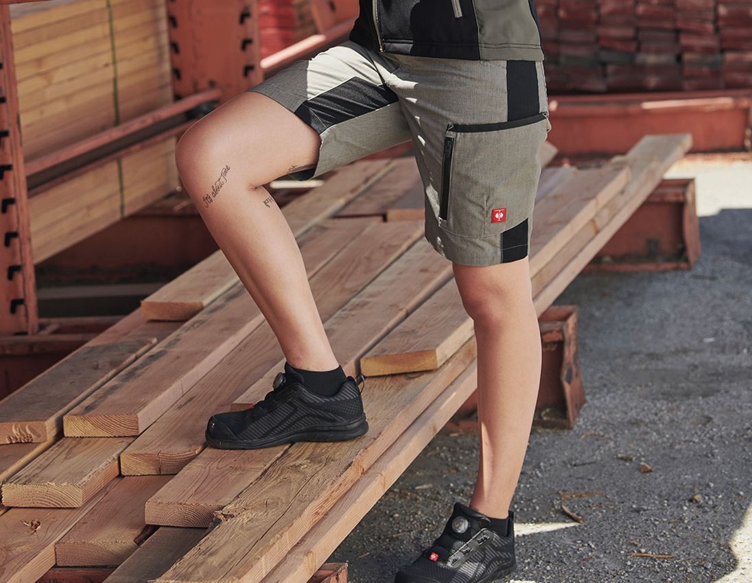 Work Trousers: Shorts e.s.vision, ladies' + stone melange/black