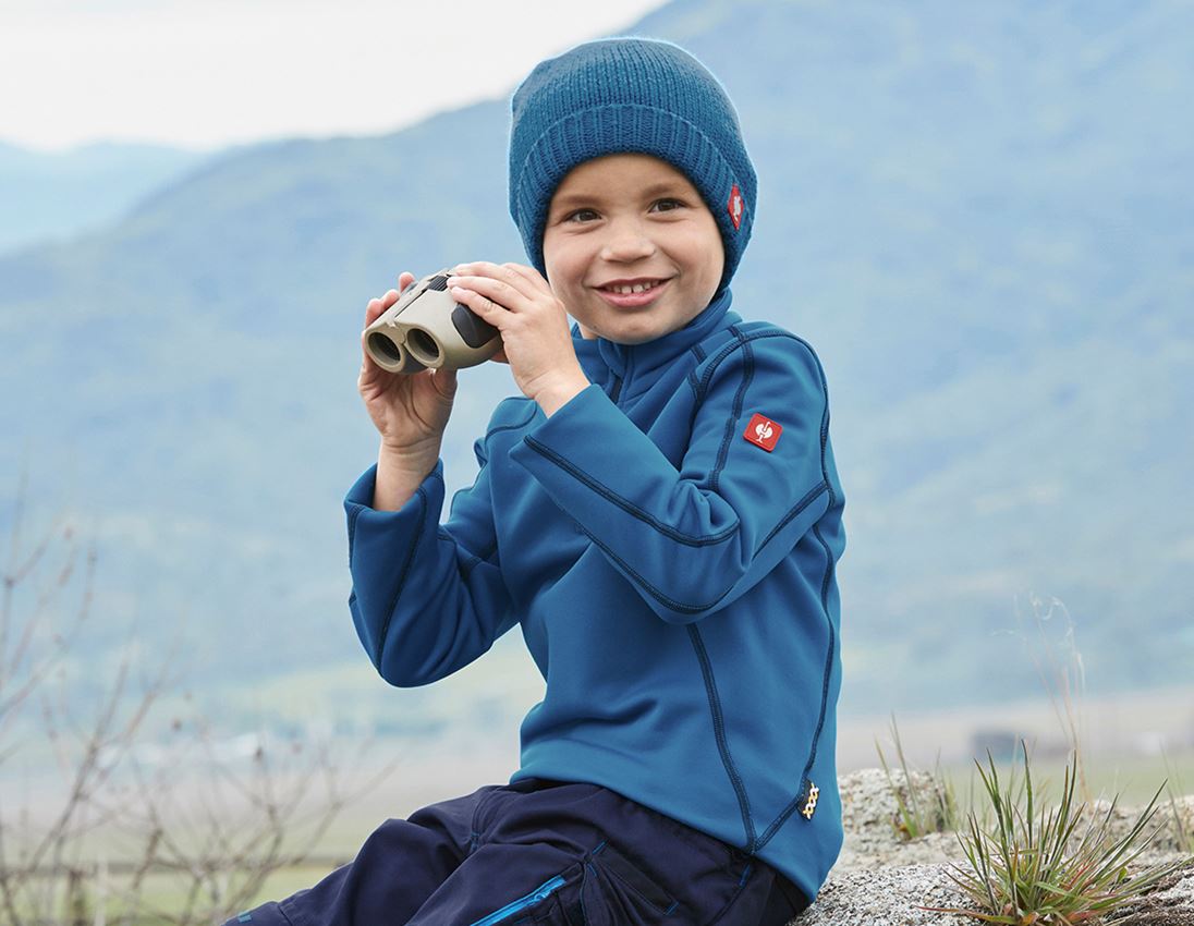 Hauts: Pull de f. thermo stretch e.s.motion 2020, enfants + atoll/bleu foncé 1